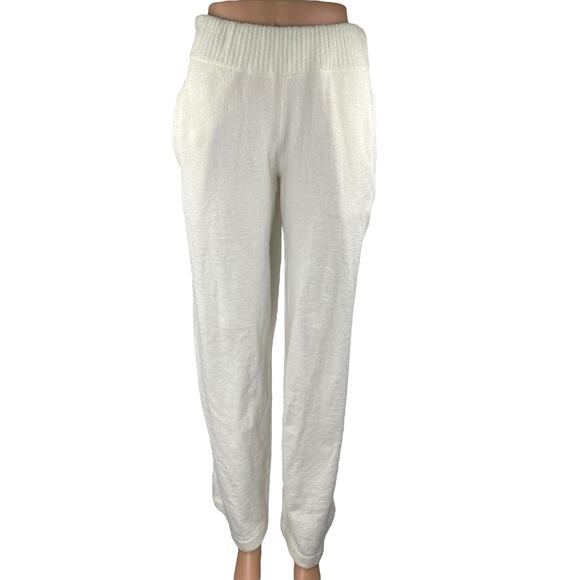 Eberjey Women's White Fleece High Waisted Straight Wide Leg Lounge Sweatpants S - Picture 1 of 4